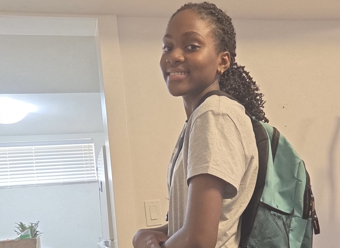 Makinde happy to receive backpack